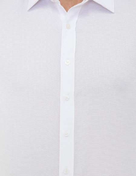 Beyaz Slim Fit Armürlü Gömlek - 50248044001