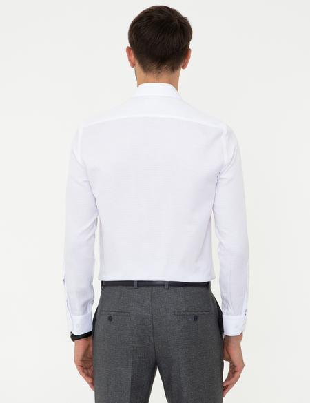 Beyaz Slim Fit Armürlü Gömlek - 50248044001
