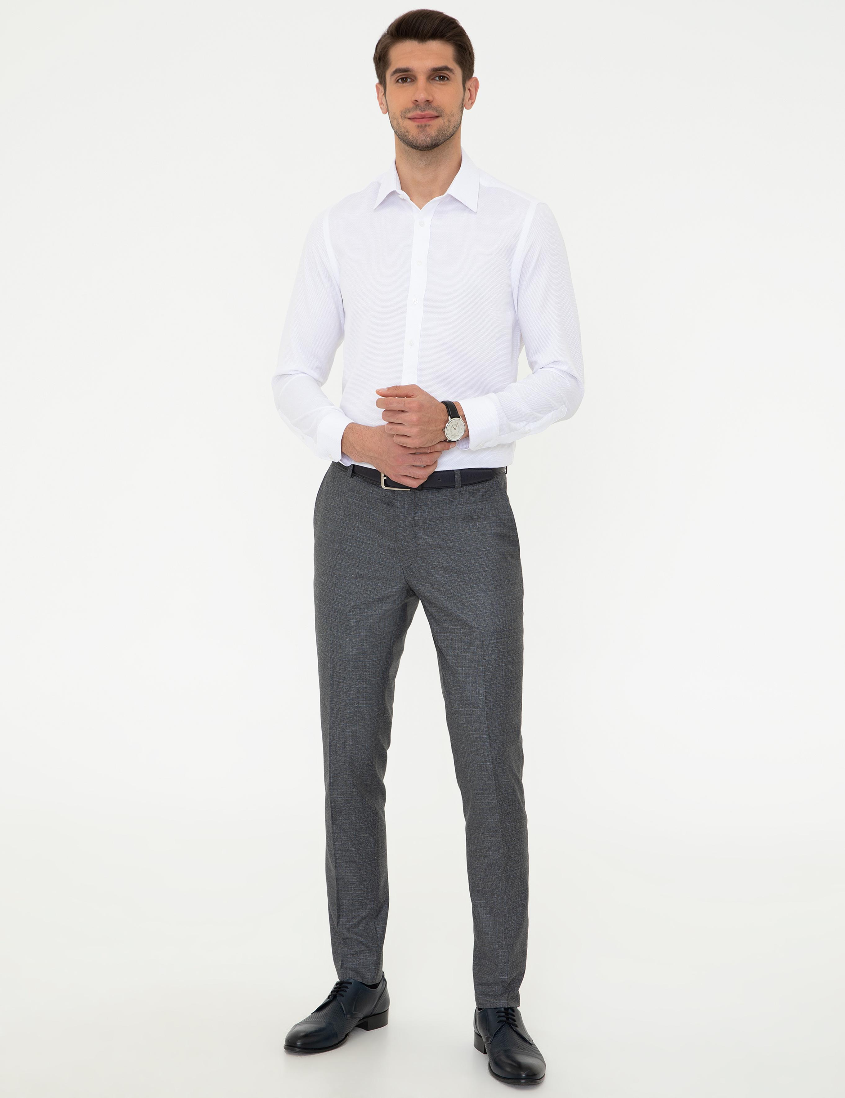 Beyaz Slim Fit Armürlü Gömlek