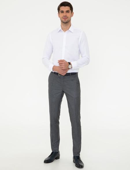 Beyaz Slim Fit Armürlü Gömlek - 50248044001