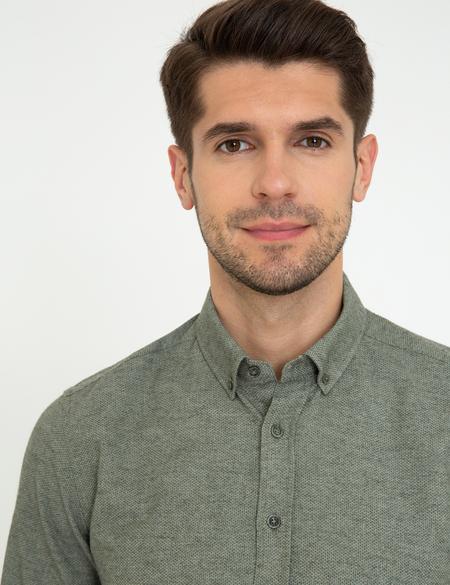 Yeşil Slim Fit Uzun Kollu Gömlek - 50238794018