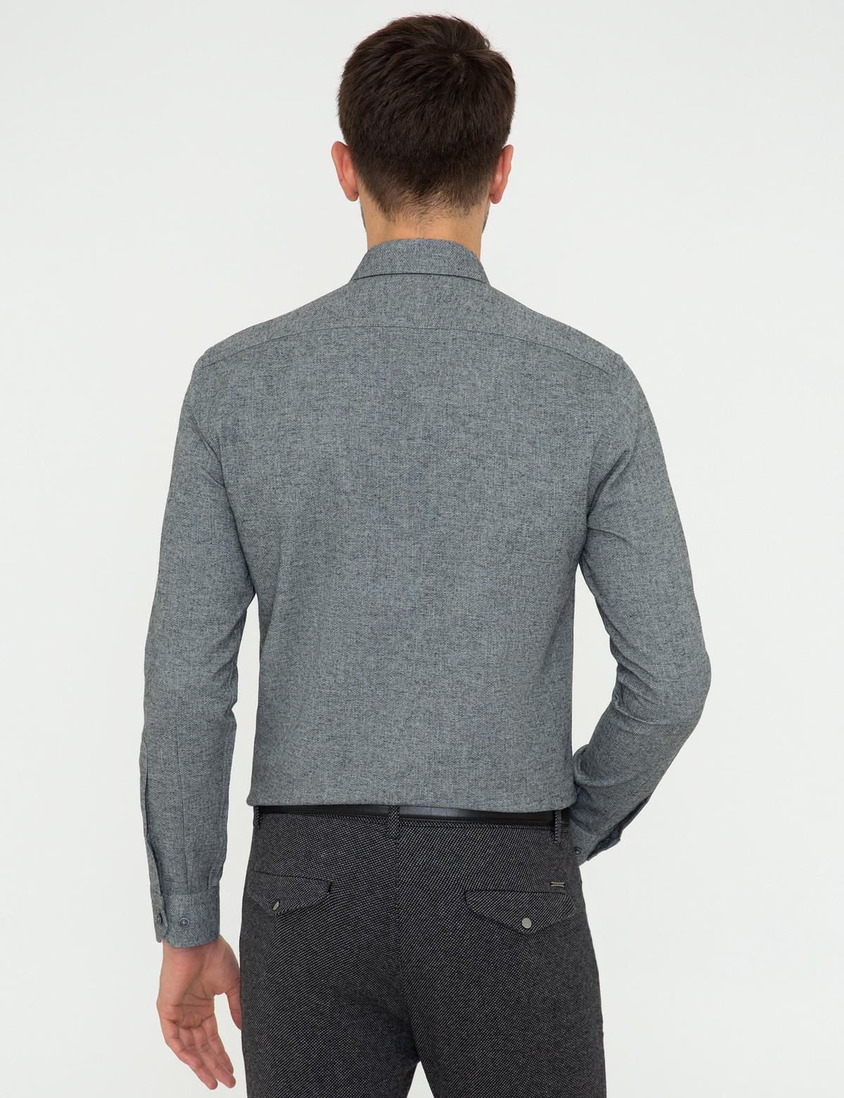 Gri Slim Fit Uzun Kollu Gömlek - 50238794020