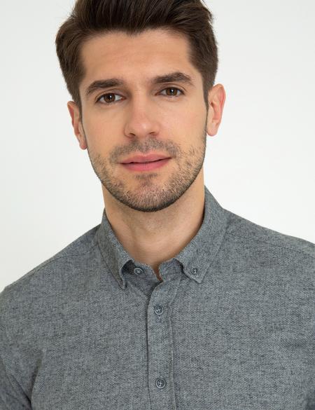 Gri Slim Fit Uzun Kollu Gömlek - 50238794020