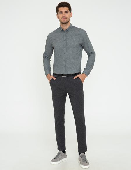 Gri Slim Fit Uzun Kollu Gömlek - 50238794020