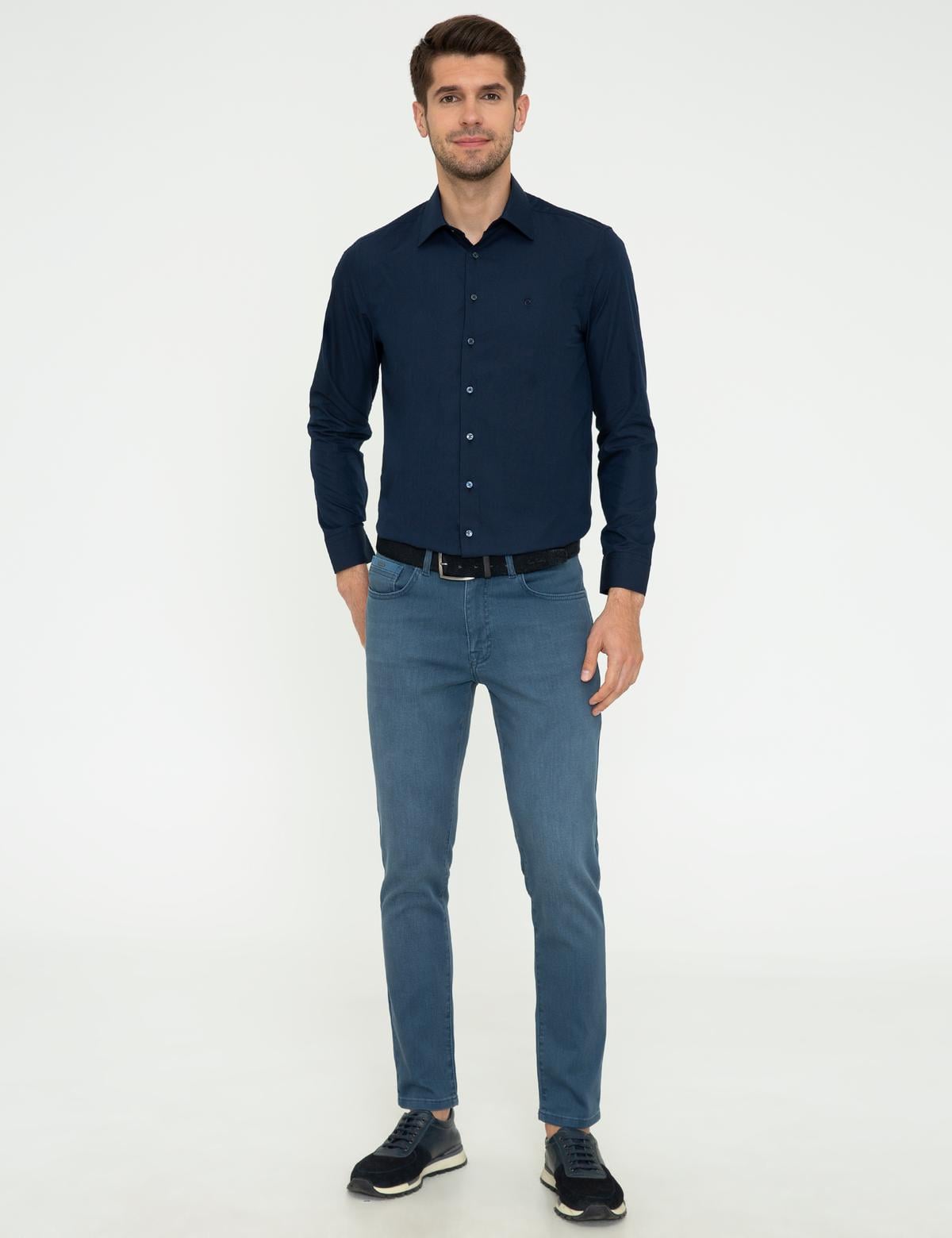 Lacivert Slim Fit Basic Gömlek - 50248045001