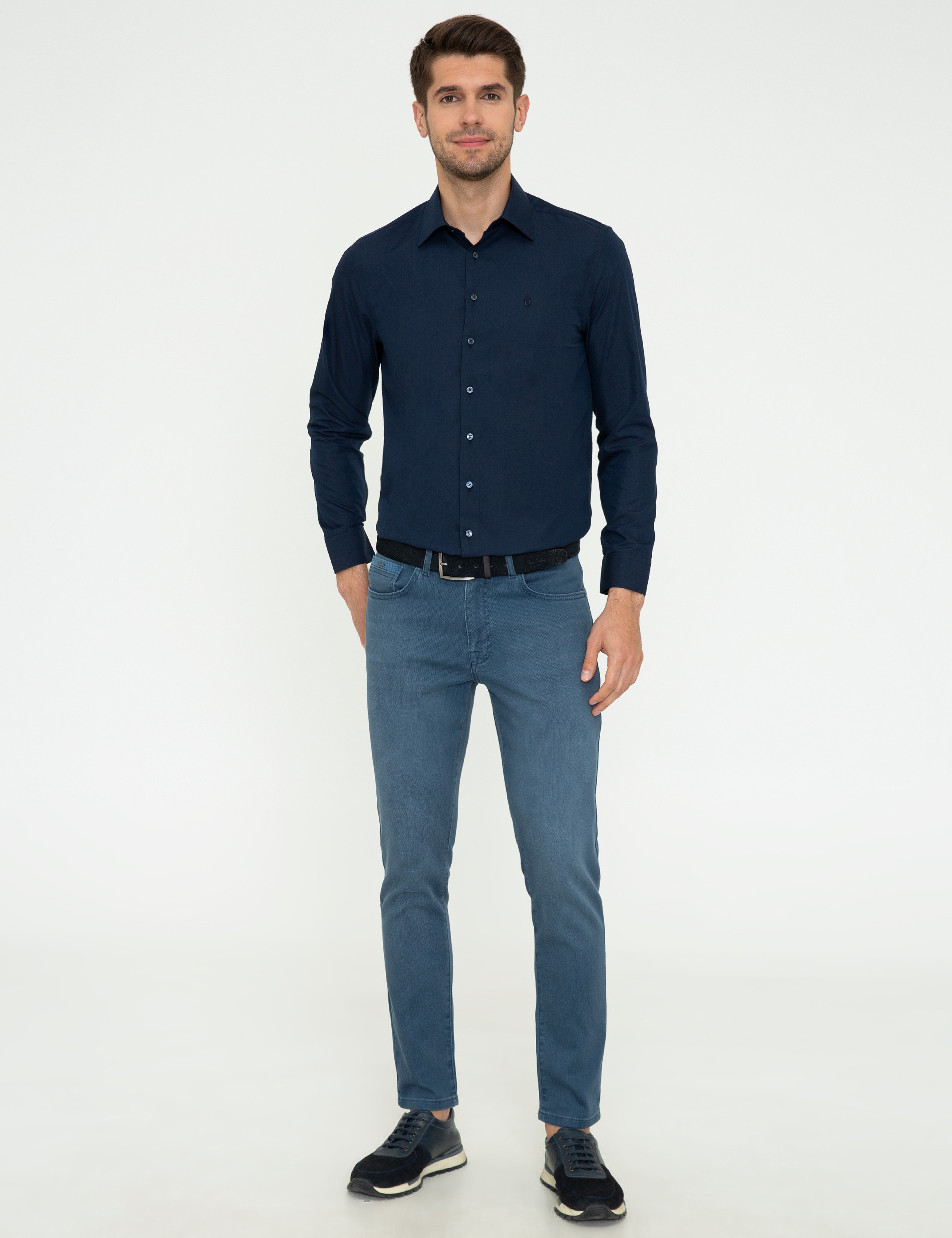 Lacivert Slim Fit Basic Gömlek - Image 4