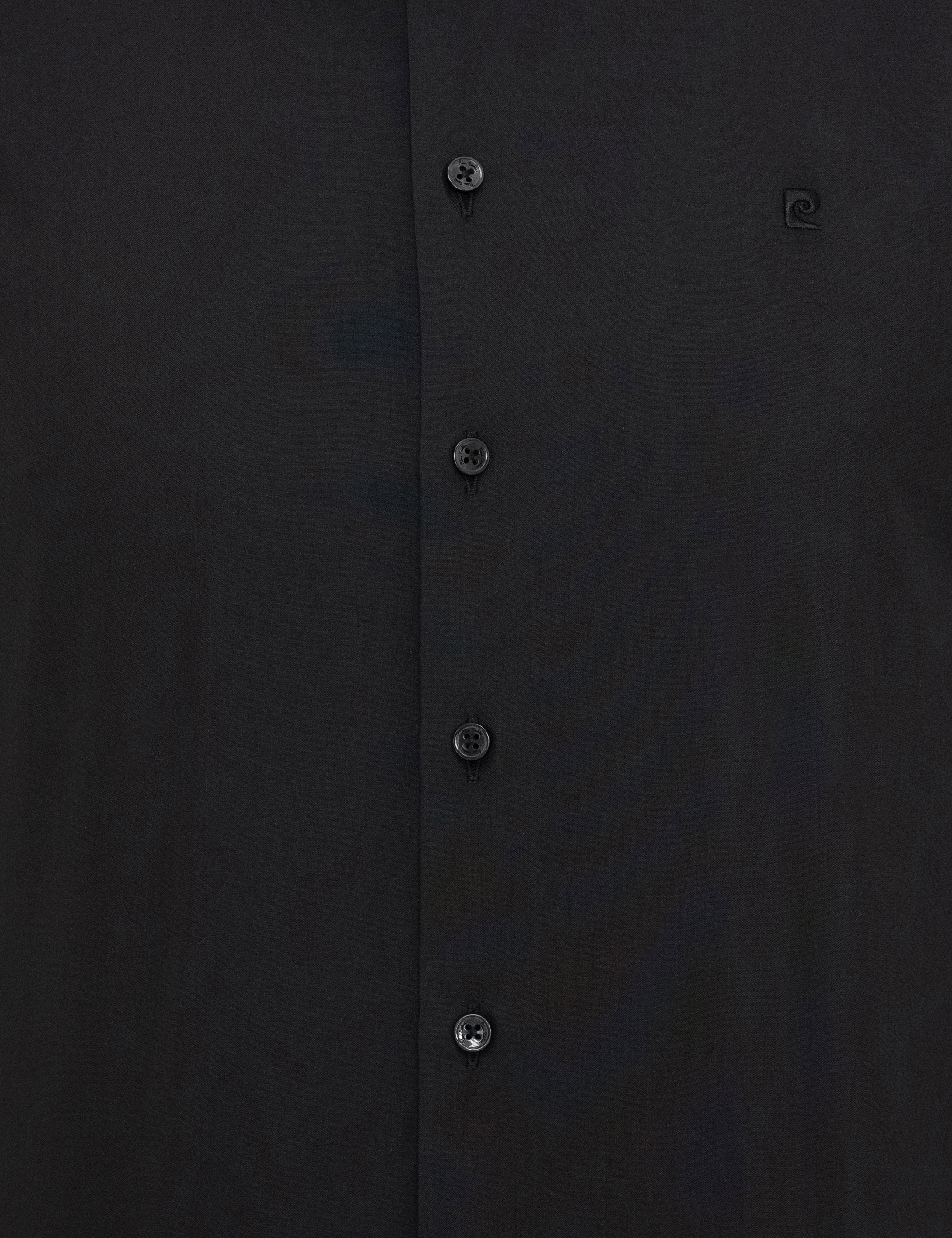 Siyah Slim Fit Basic Gömlek - Image 5