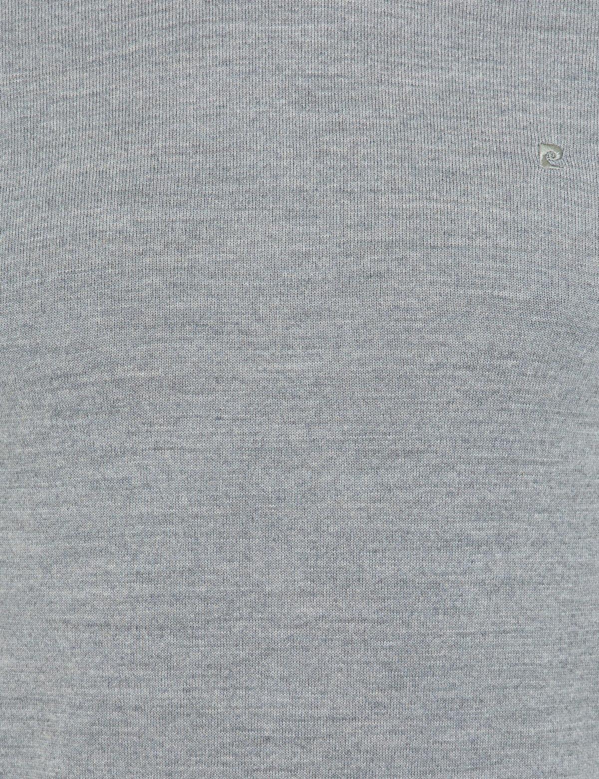 Açık Gri Melanj Slim Fit Çeyrek Yaka Yün Karışımlı Basic Triko Kazak - 50243895016