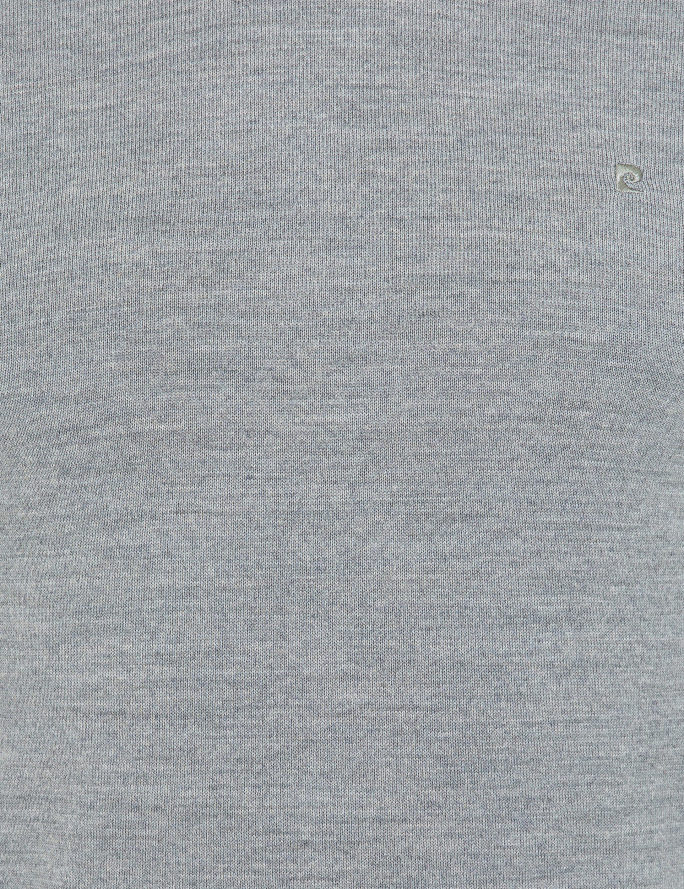 Açık Gri Melanj Slim Fit Çeyrek Yaka Yün Karışımlı Basic Triko Kazak