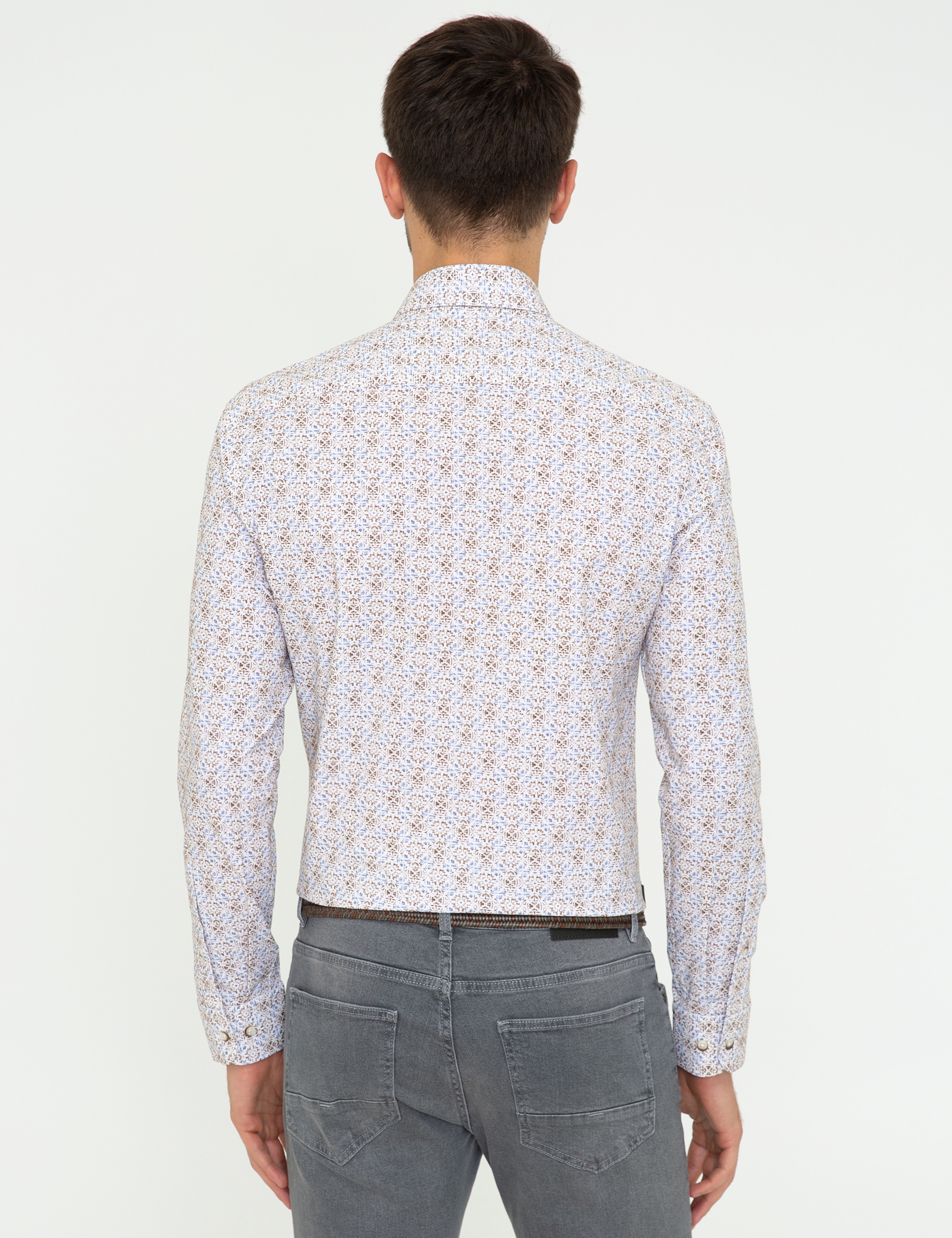 Haki Slim Fit Uzun Kollu Gömlek - Image 3