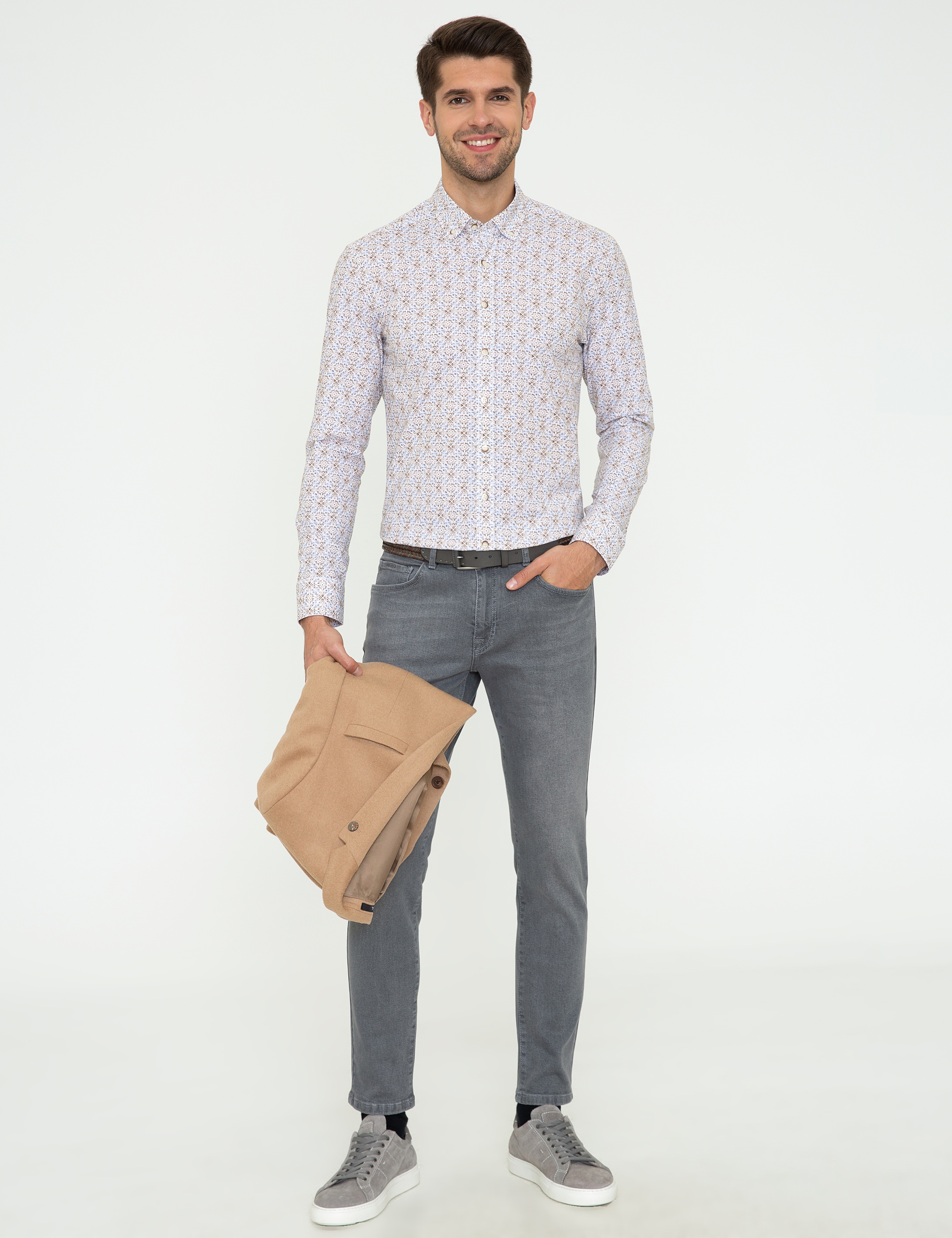 Haki Slim Fit Uzun Kollu Gömlek