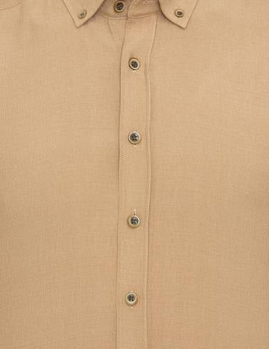 Bej Slim Fit Uzun Kollu Gömlek