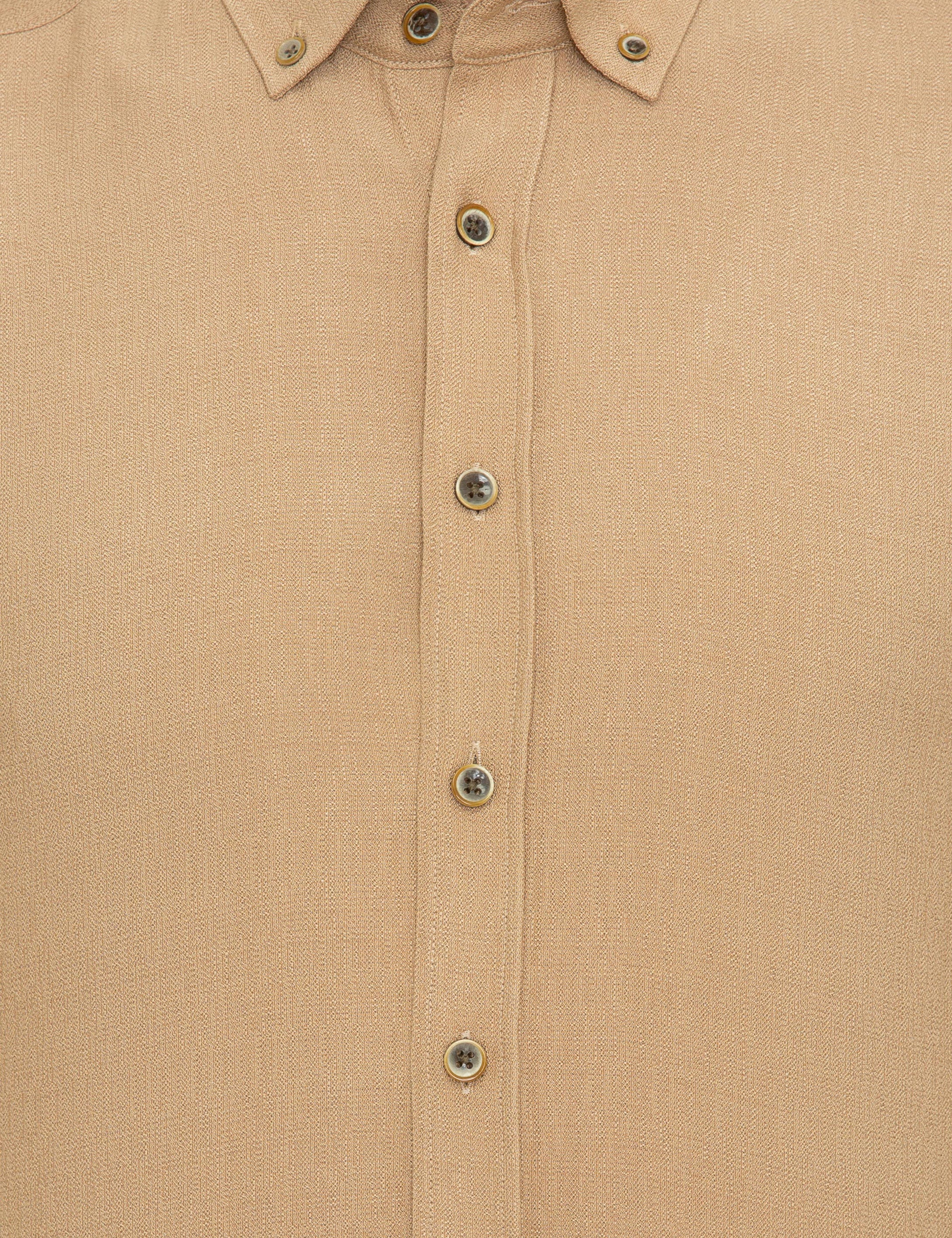 Bej Slim Fit Uzun Kollu Gömlek - Image 5
