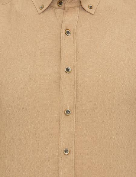 Bej Slim Fit Uzun Kollu Gömlek - 50248234008