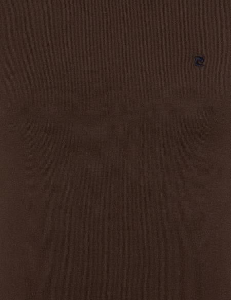 Kahverengi Slim Fit Bisiklet Yaka Basic Triko Kazak - 50248582078