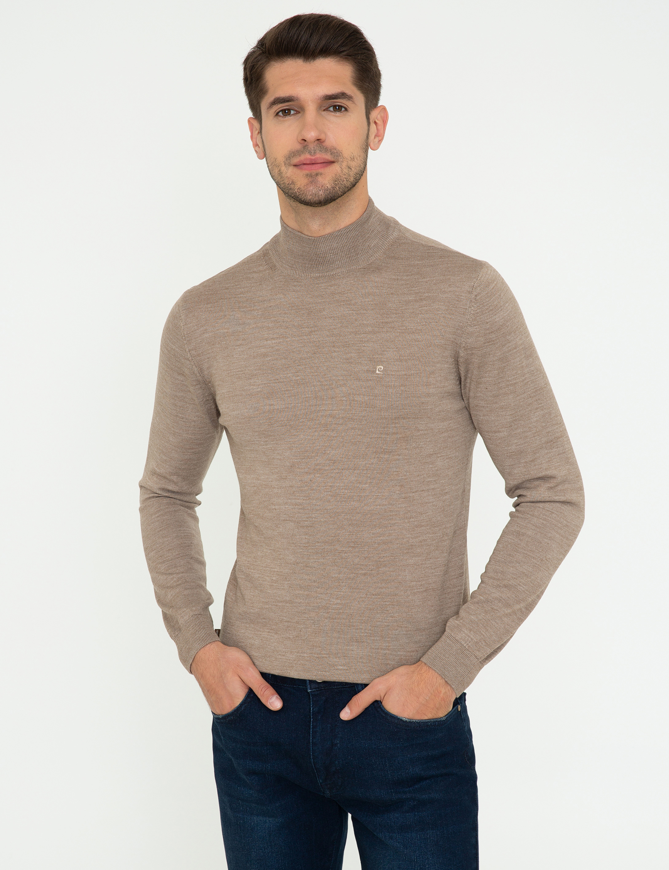 Pierre Cardin Taş Regular Fit Yarım Balıkçı Yaka Yün Karışımlı Basic Triko Kazak görsel 3
