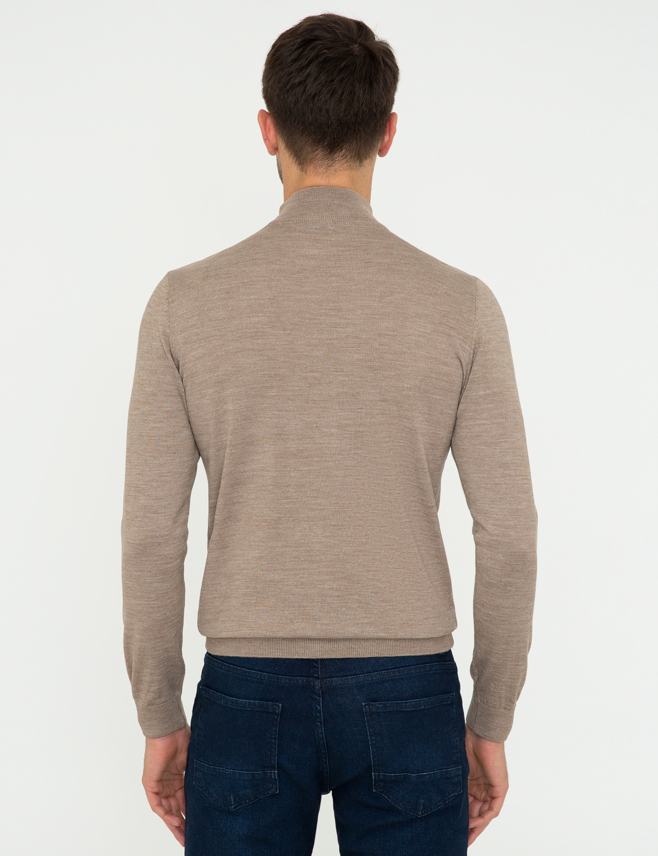 Pierre Cardin Taş Regular Fit Yarım Balıkçı Yaka Yün Karışımlı Basic Triko Kazak görsel 4