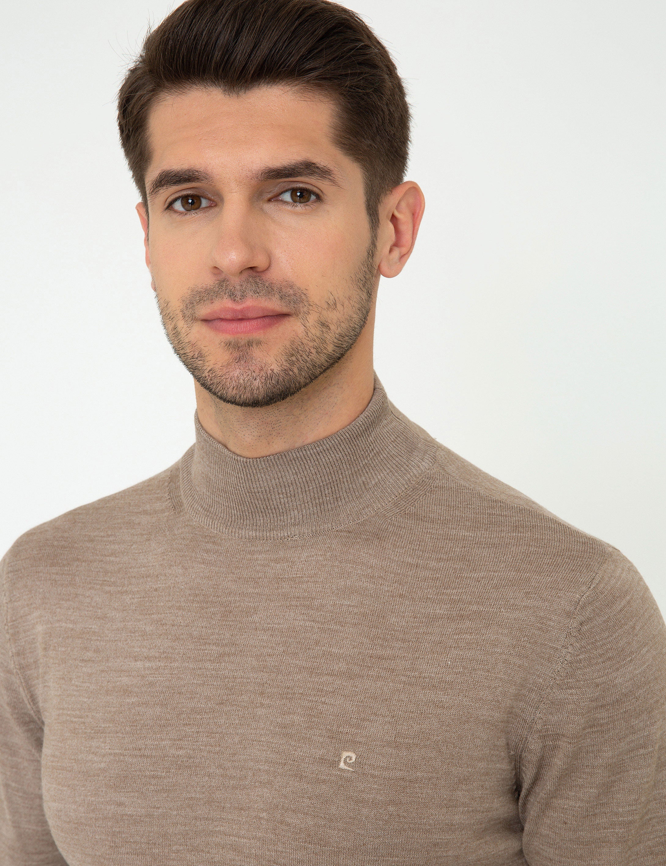 Pierre Cardin Taş Regular Fit Yarım Balıkçı Yaka Yün Karışımlı Basic Triko Kazak görsel 2