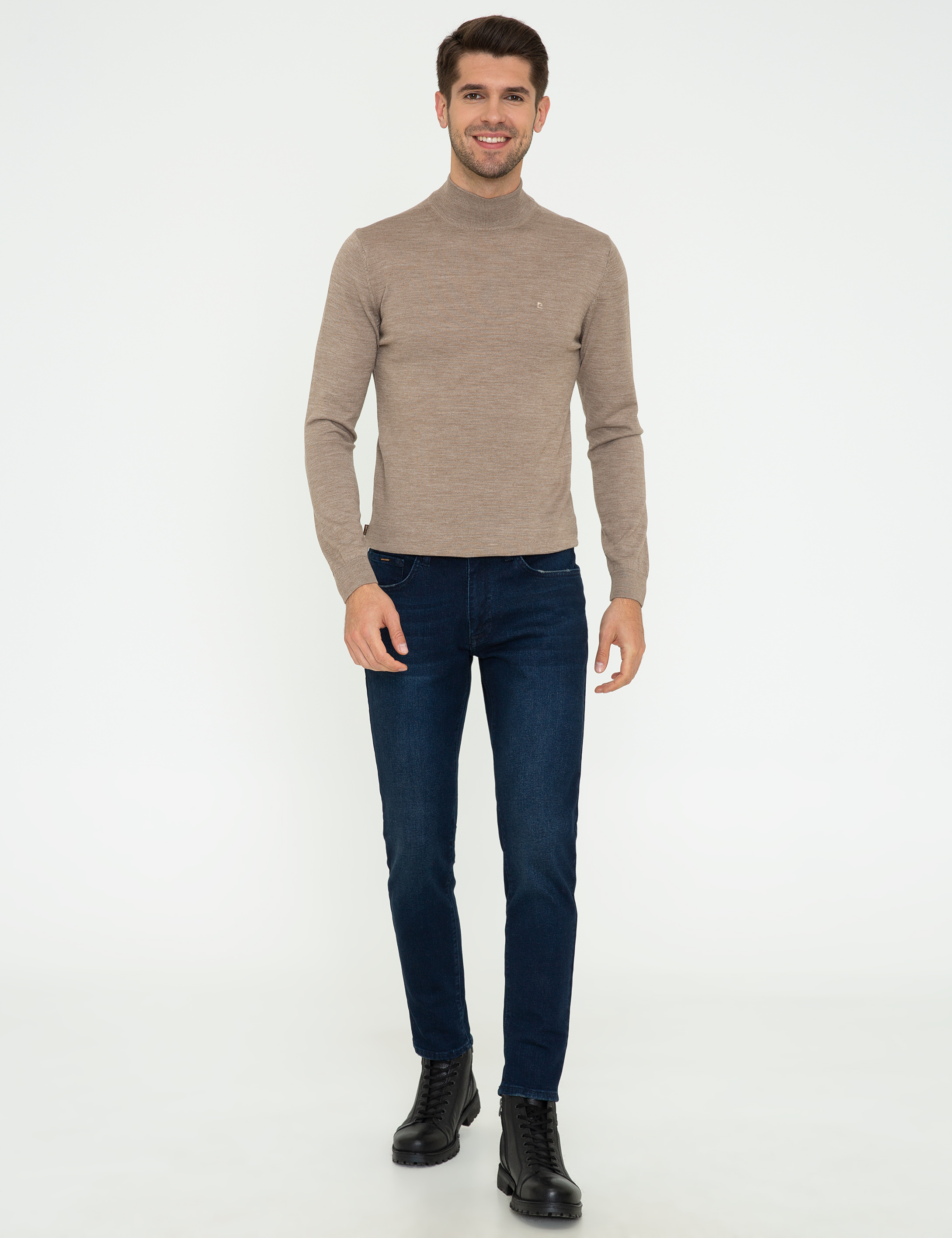 Pierre Cardin Taş Regular Fit Yarım Balıkçı Yaka Yün Karışımlı Basic Triko Kazak görsel 5