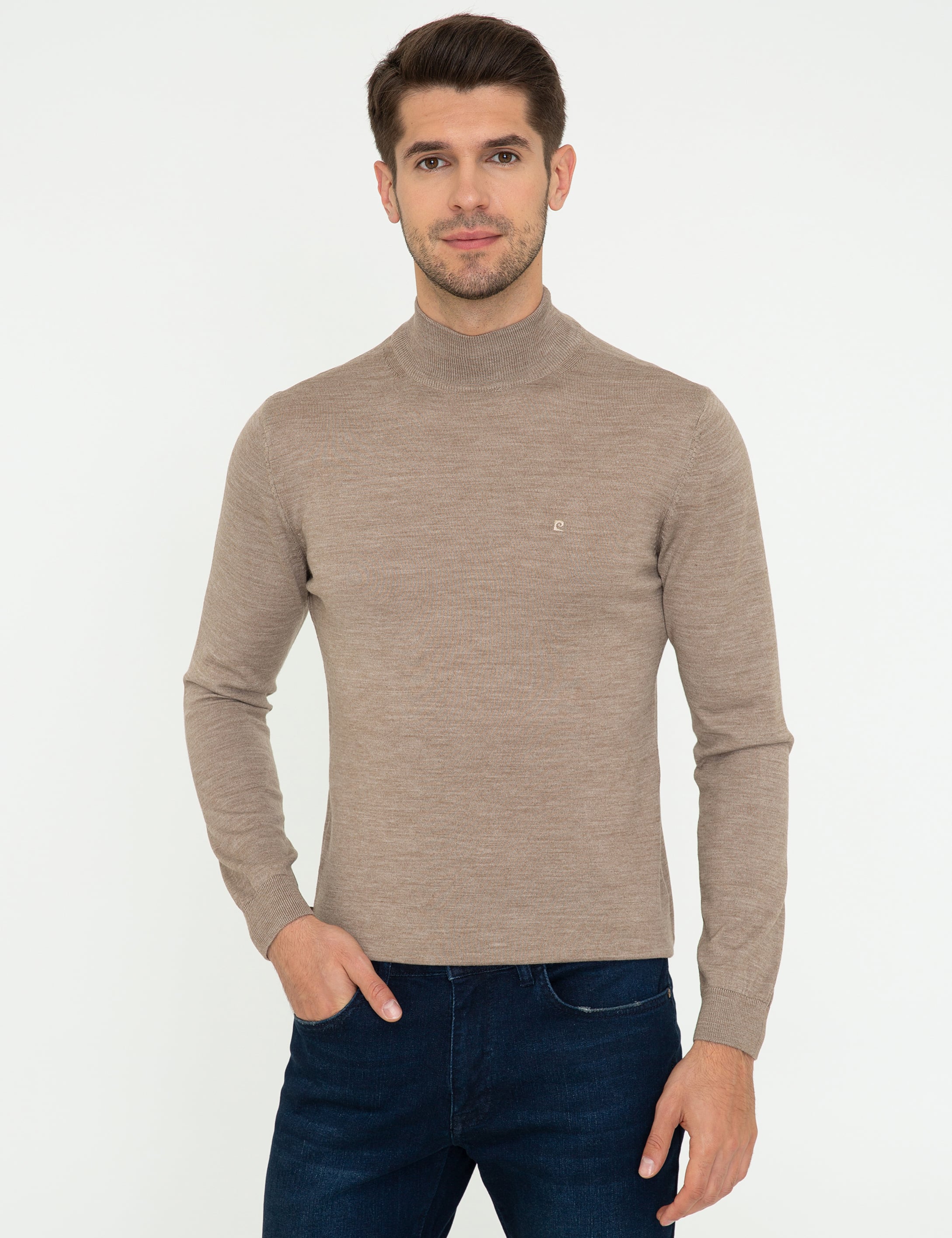 Taş Regular Fit Yarım Balıkçı Yaka Yün Karışımlı Basic Triko Kazak