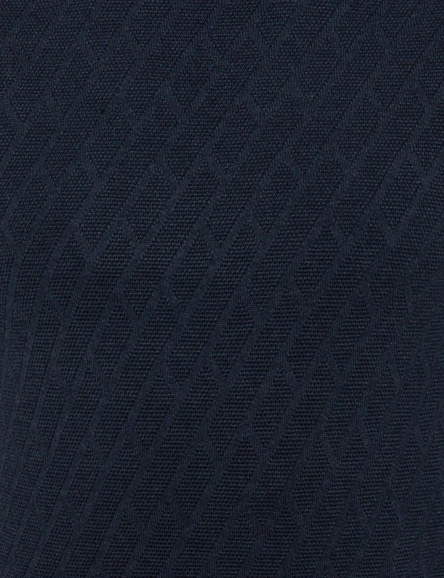 Lacivert Melanj Slim Fit Balıkçı Yaka Triko Kazak