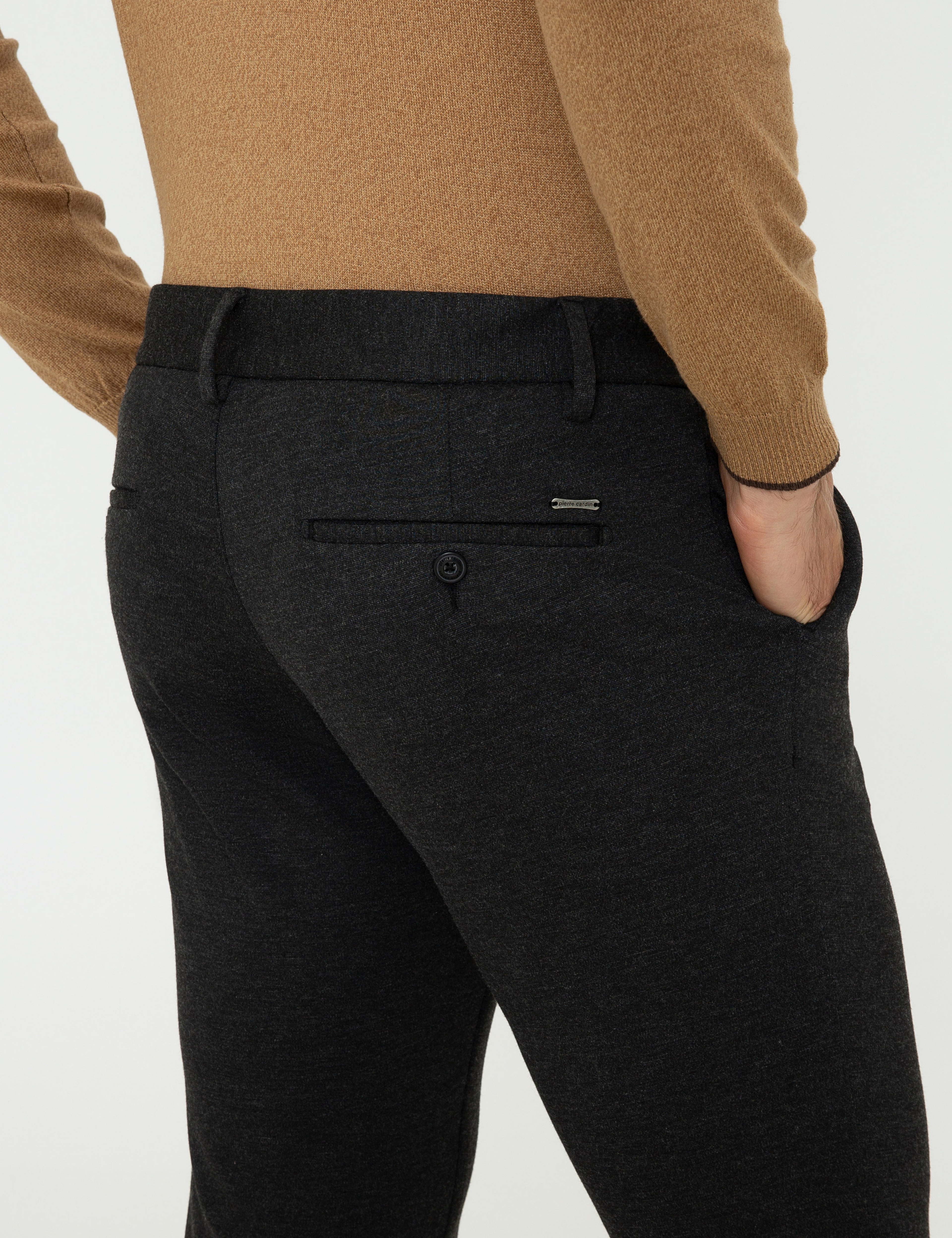 Siyah Slim Fit Kanvas Pantolon - Image 6