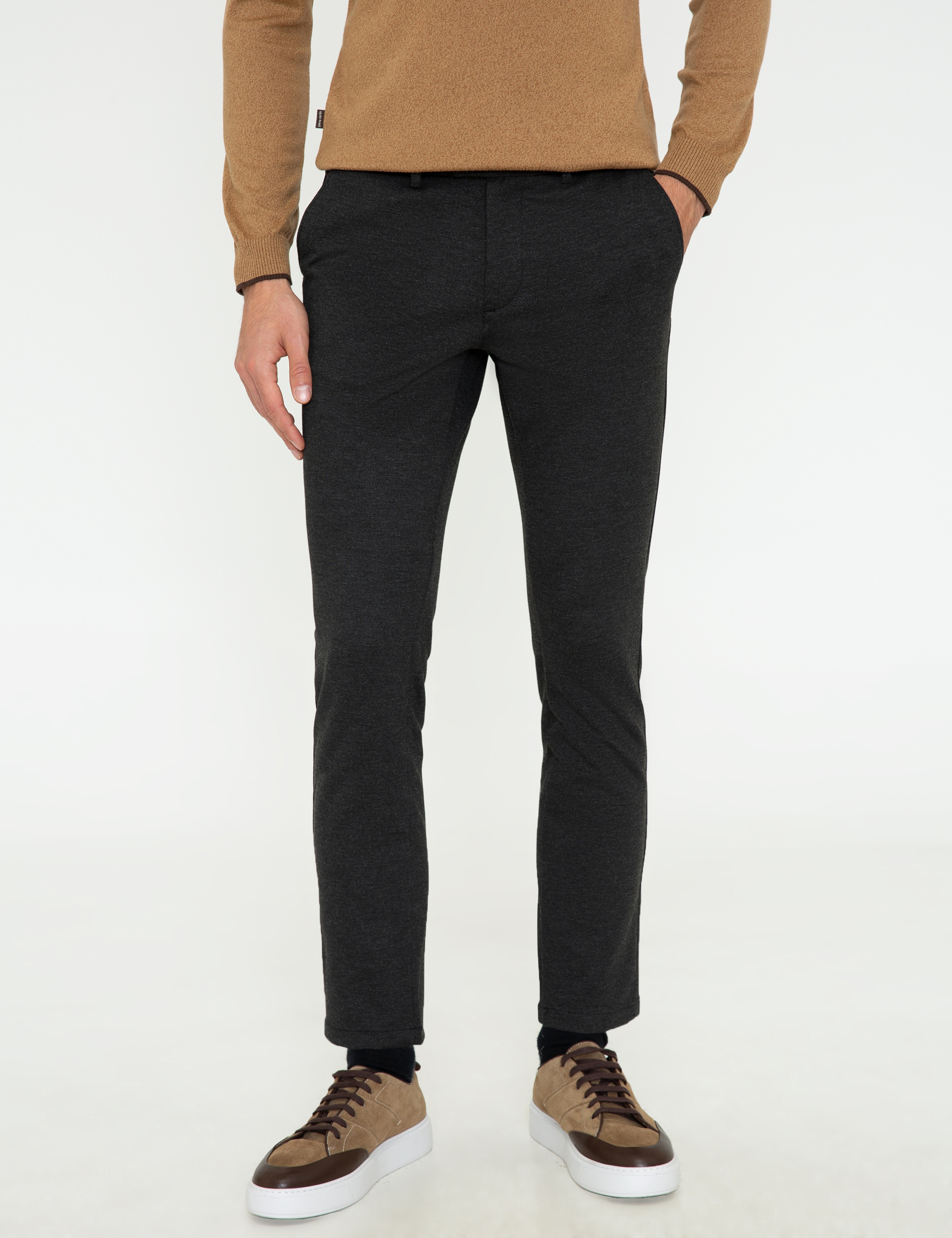 Siyah Slim Fit Kanvas Pantolon - Image 2
