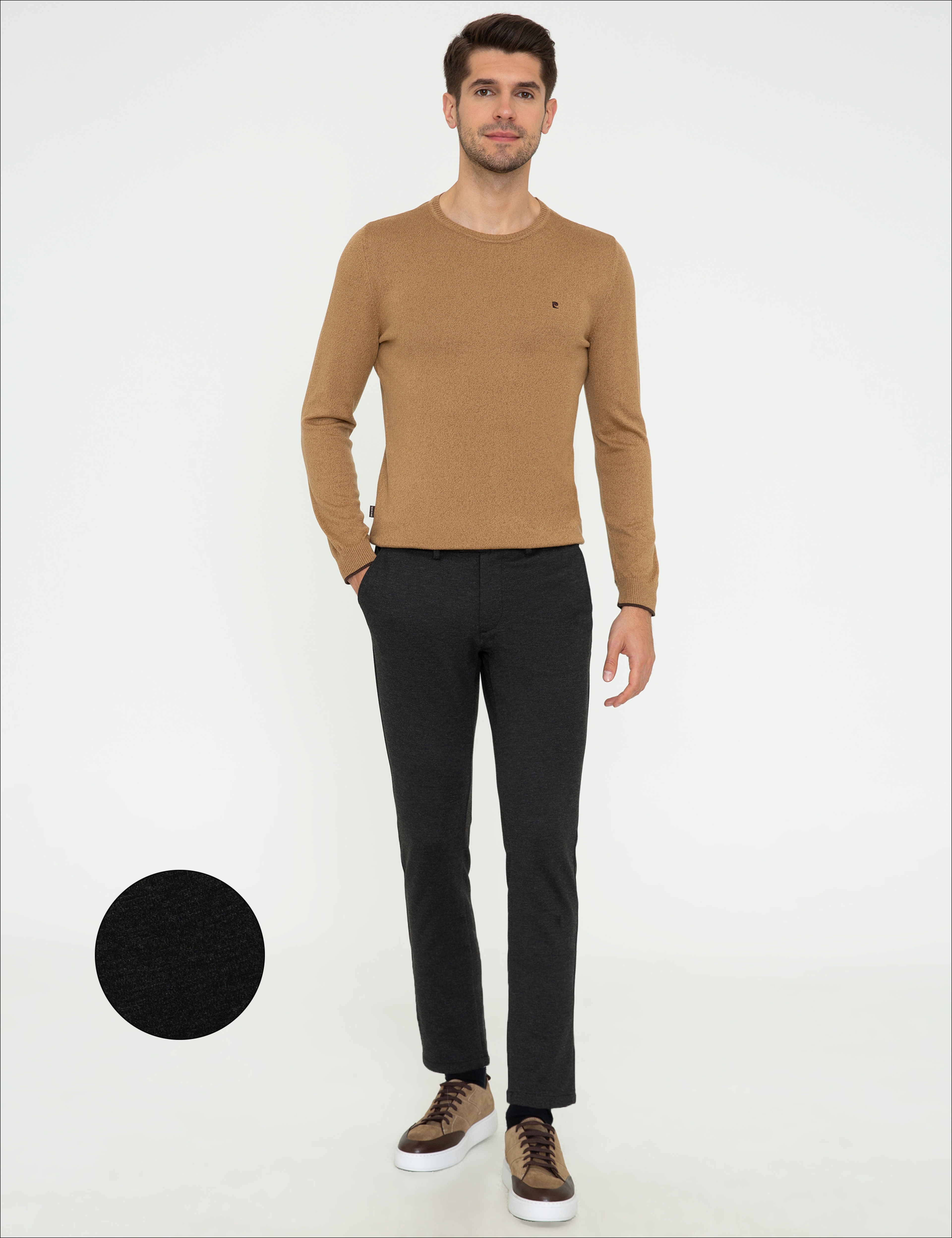 Siyah Slim Fit Kanvas Pantolon - Image 1
