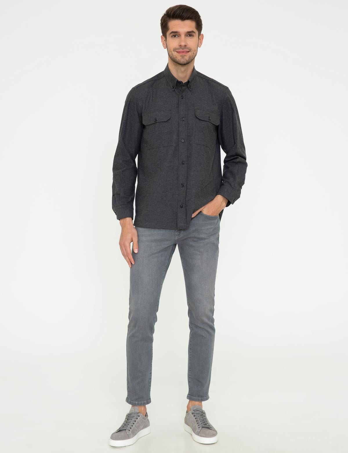 Siyah Comfort Fit Uzun Kollu Gömlek - 50238825034