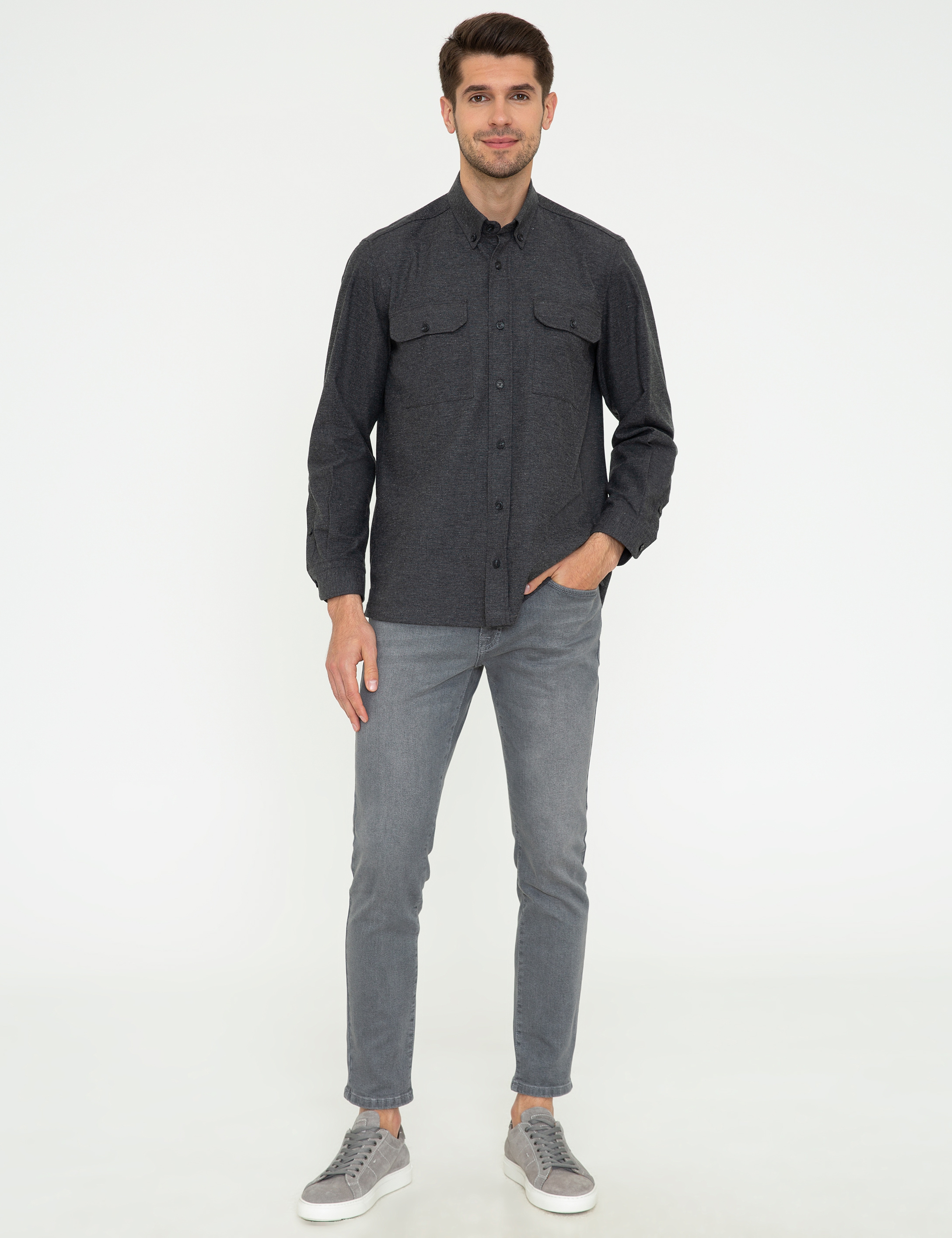 Siyah Comfort Fit Uzun Kollu Gömlek - Image 4