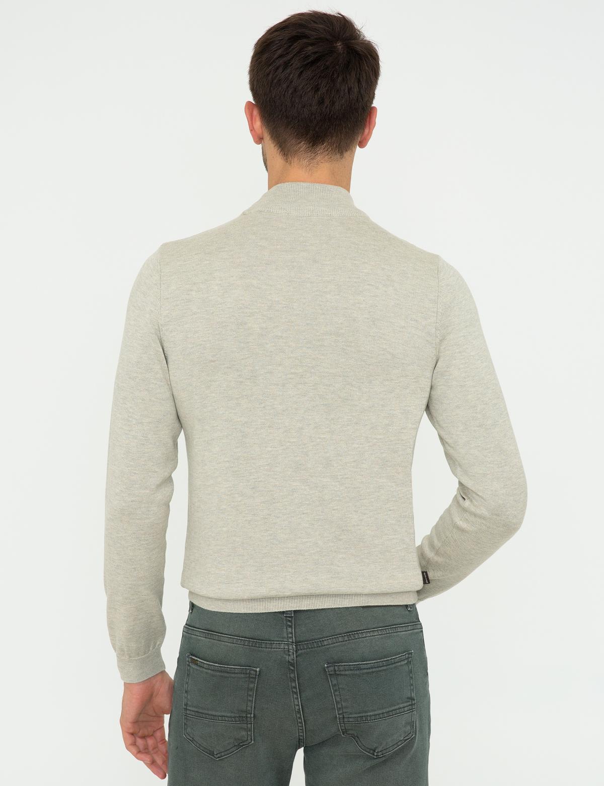 Kum Melanj Slim Fit Yarım Balıkçı Yaka Triko Kazak - 50248534031