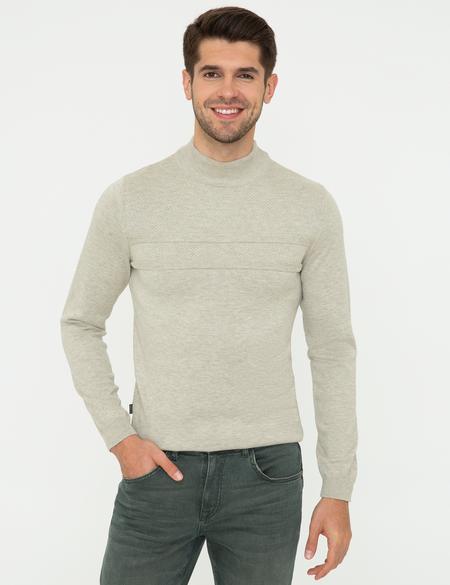 Kum Melanj Slim Fit Yarım Balıkçı Yaka Triko Kazak - 50248534031