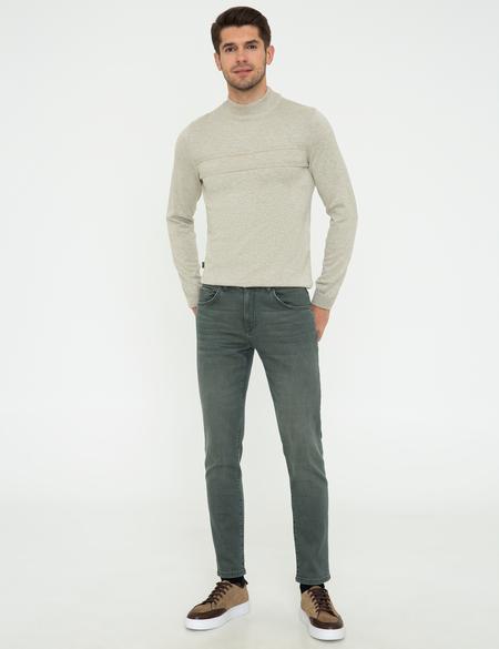 Kum Melanj Slim Fit Yarım Balıkçı Yaka Triko Kazak - 50248534031