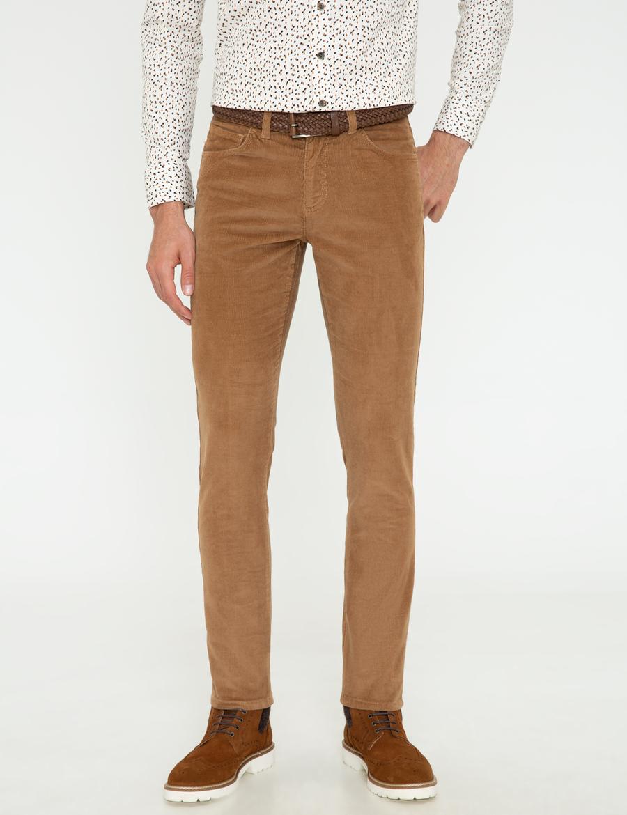 Taba Slim Fit Kadife Kanvas Pantolon