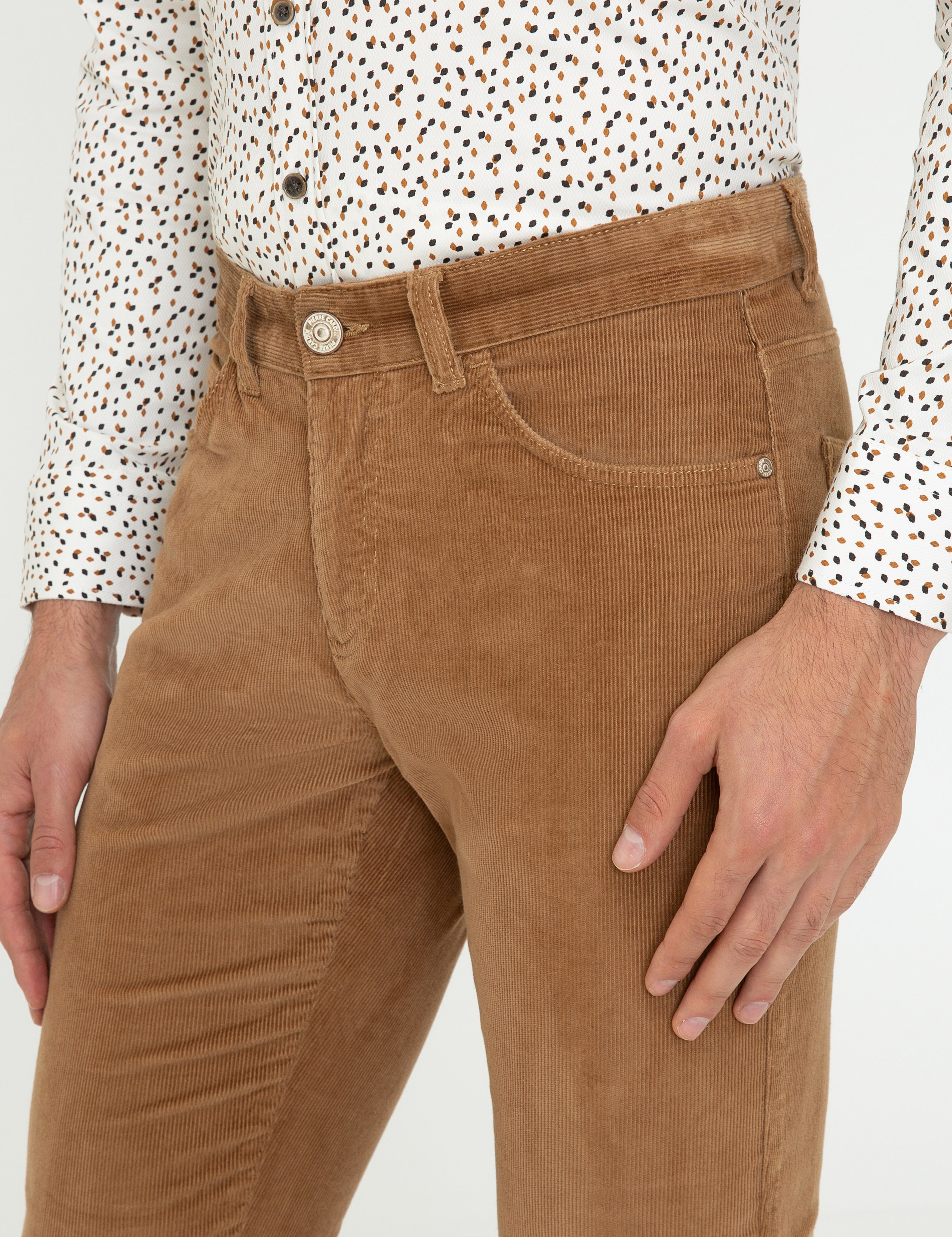 Taba Slim Fit Kadife Kanvas Pantolon
