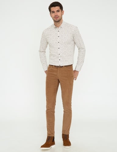 Taba Slim Fit Kadife Kanvas Pantolon