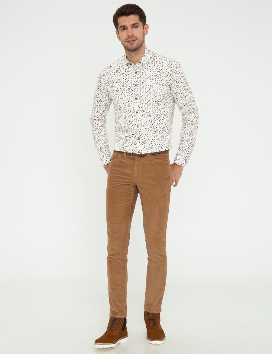 Taba Slim Fit Kadife Kanvas Pantolon