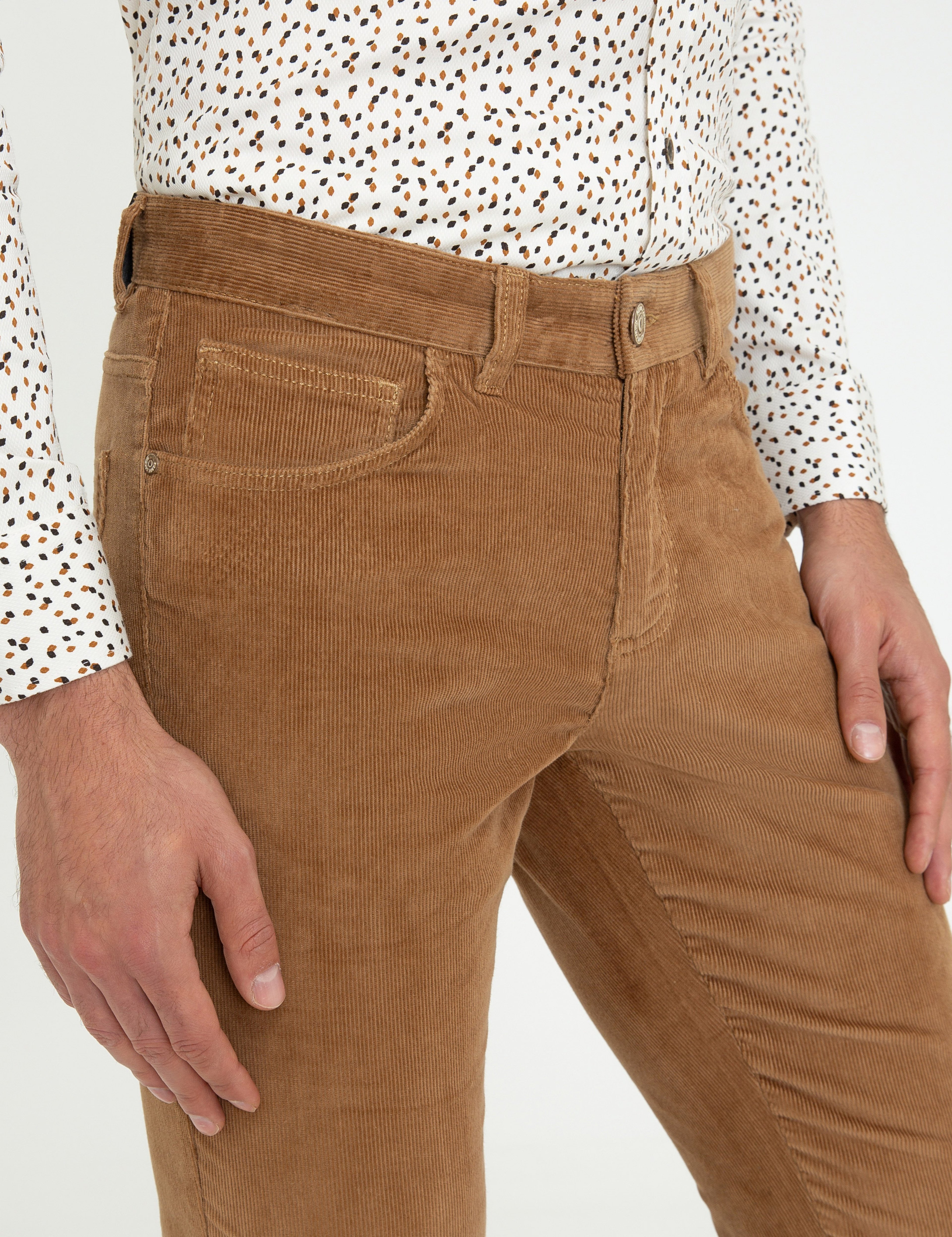 Taba Slim Fit Kadife Kanvas Pantolon - Image 4