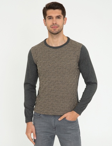 Gri Melanj Slim Fit Kazak