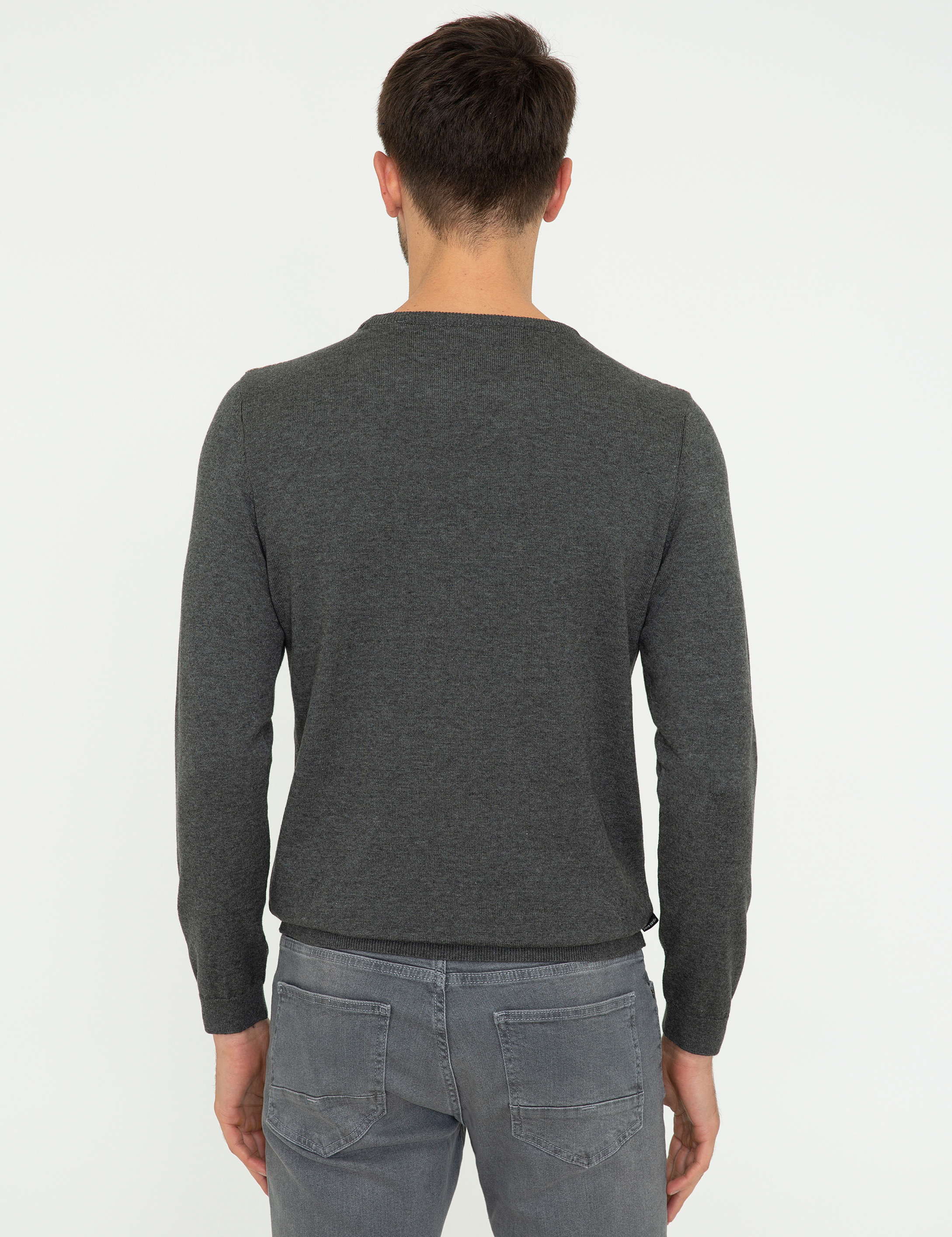 Pierre Cardin Gri Melanj Slim Fit Kazak görsel 4