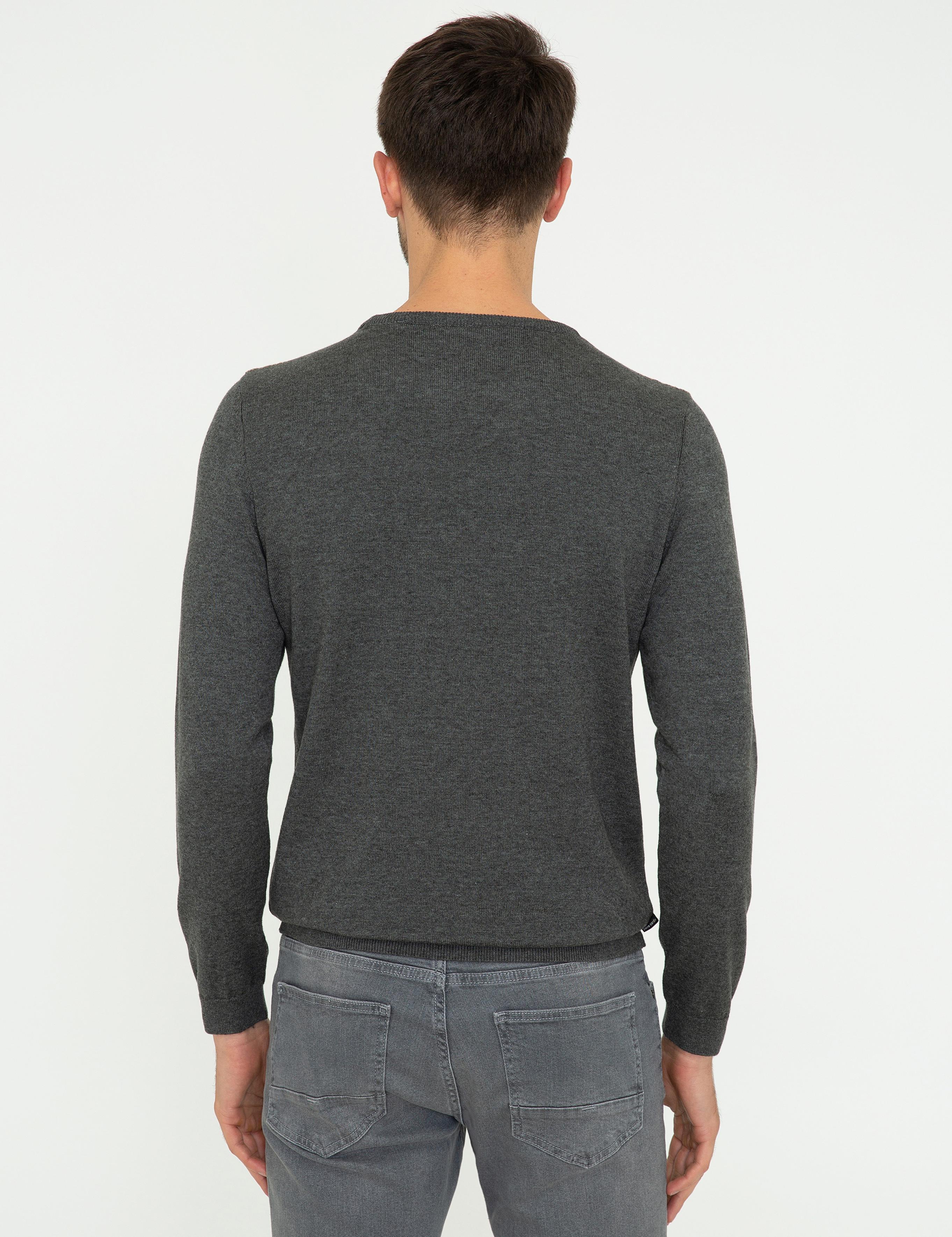 Gri Melanj Slim Fit Kazak