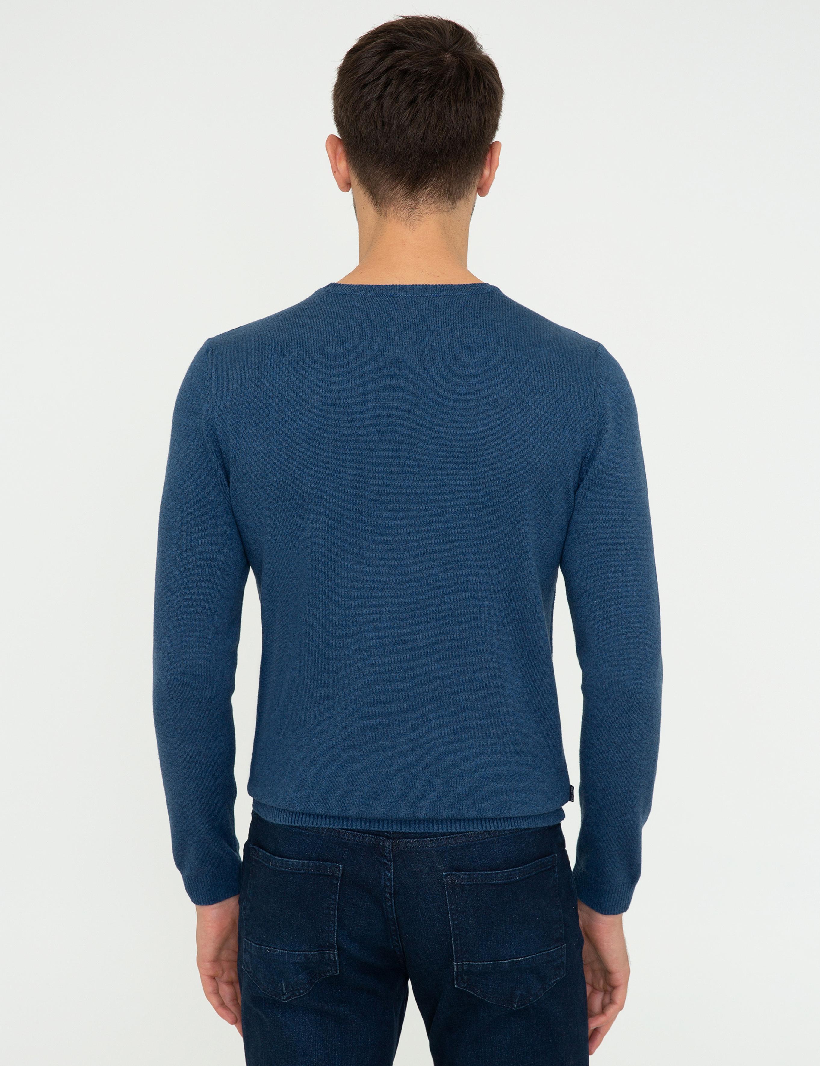 İndigo Melanj Slim Fit Kazak