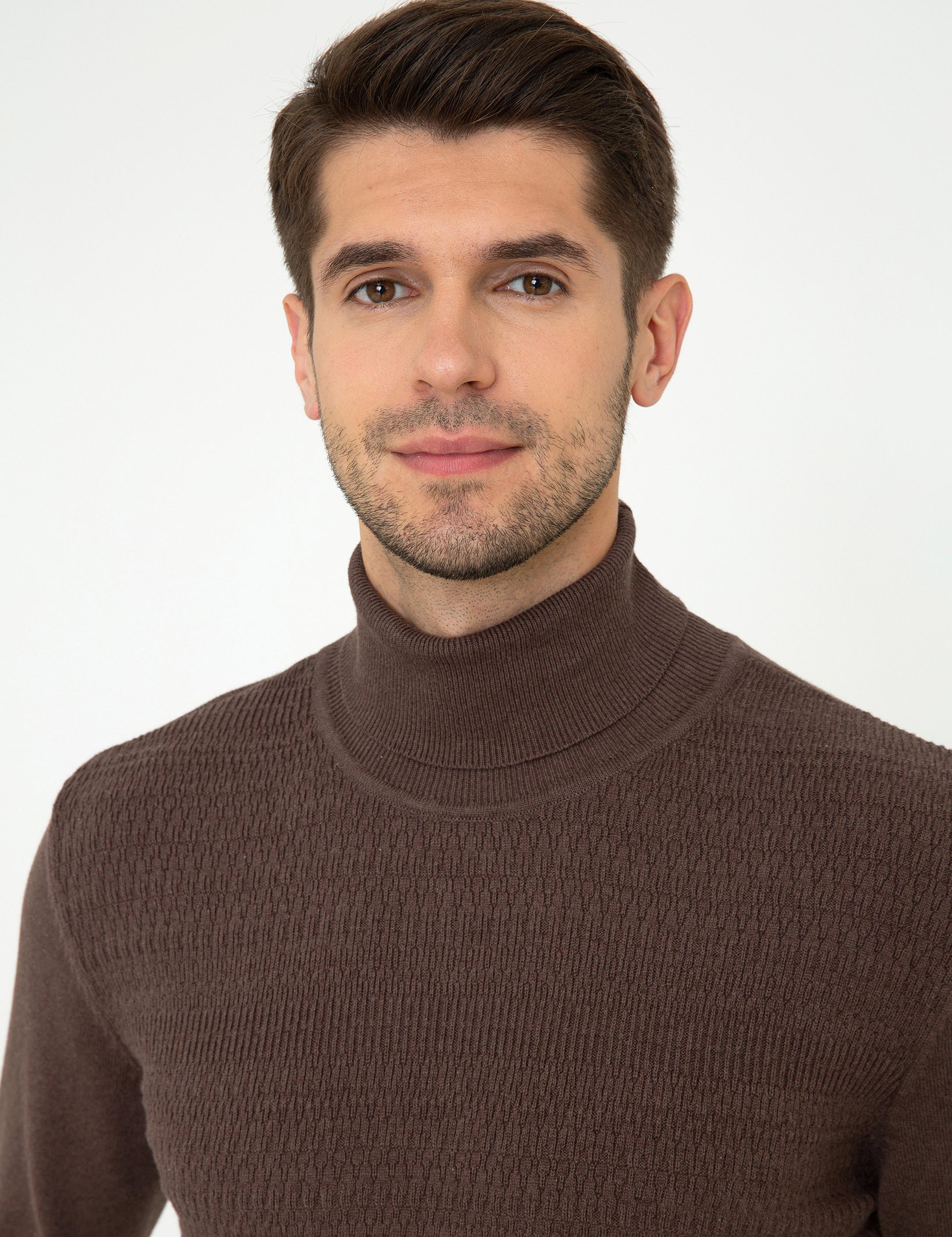 Açık Kahverengi Slim Fit Kazak