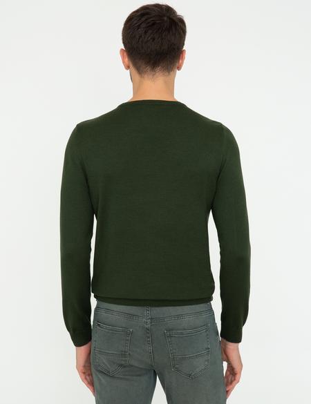 Yeşil Slim Fit Bisiklet Yaka Basic Triko Kazak - 50248582068