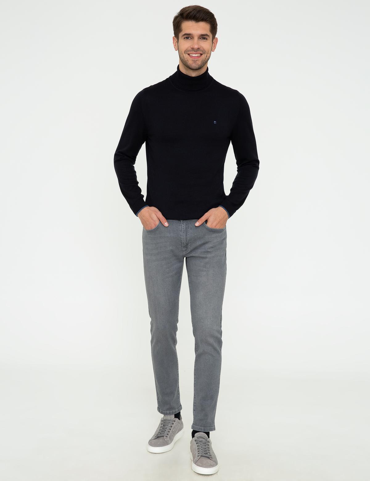 Lacivert Slim Fit Balıkçı Yaka Basic Triko Kazak - 50248583008