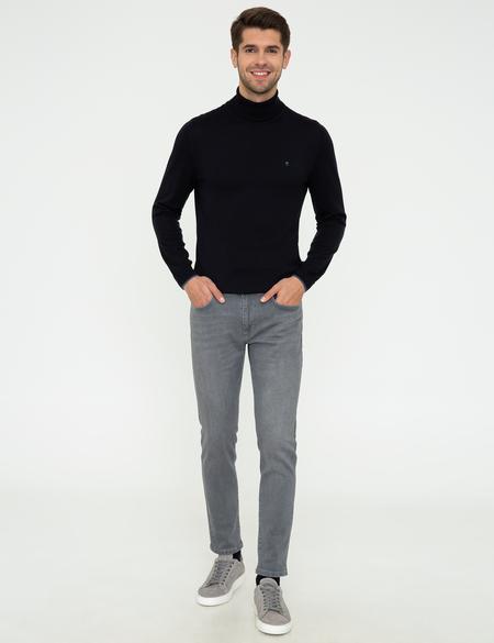 Lacivert Slim Fit Balıkçı Yaka Basic Triko Kazak - 50248583008