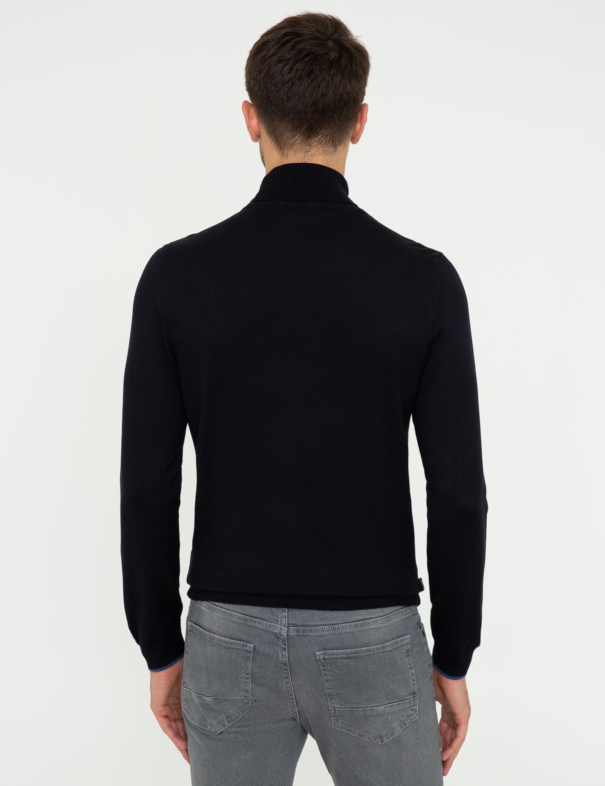 Lacivert Slim Fit Balıkçı Yaka Basic Triko Kazak - 50248583008