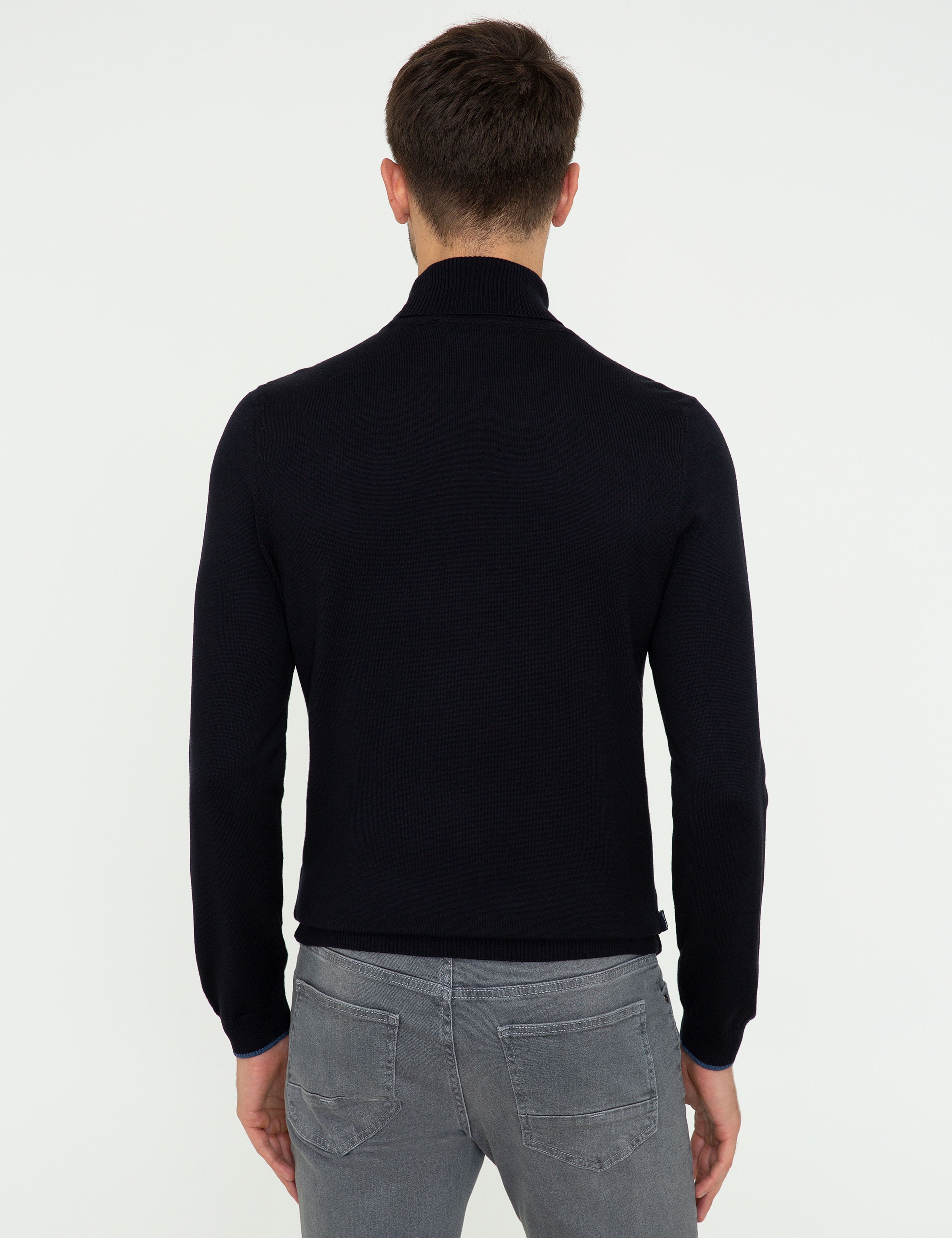 Lacivert Slim Fit Balıkçı Yaka Basic Triko Kazak