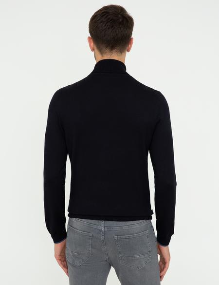 Lacivert Slim Fit Balıkçı Yaka Basic Triko Kazak - 50248583008