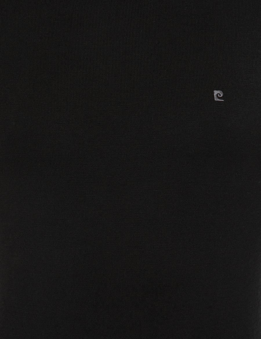 Siyah Slim Fit Balıkçı Yaka Basic Triko Kazak